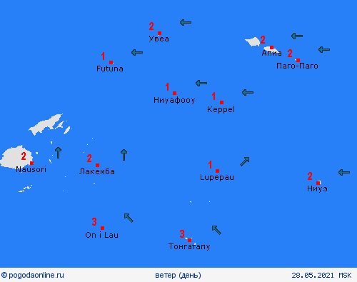 ветер Американское Самоа Океания пргностические карты