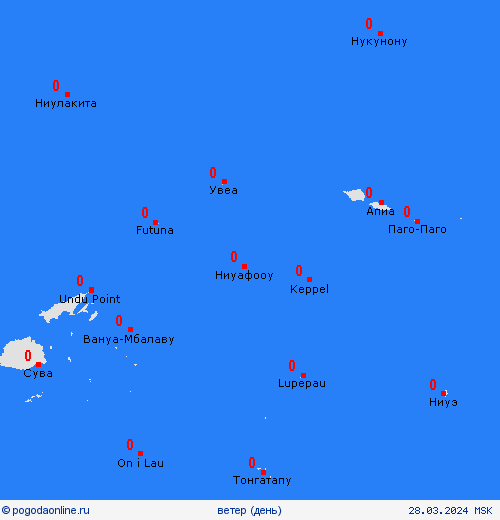 ветер Острова Уоллис и Футуна Океания пргностические карты