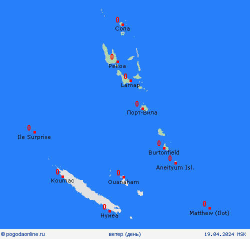 ветер Вануату Океания пргностические карты