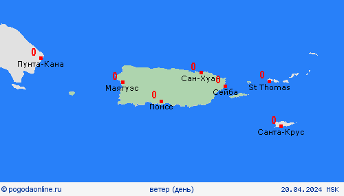 ветер Пуэрто-Рико Централь. Америка пргностические карты