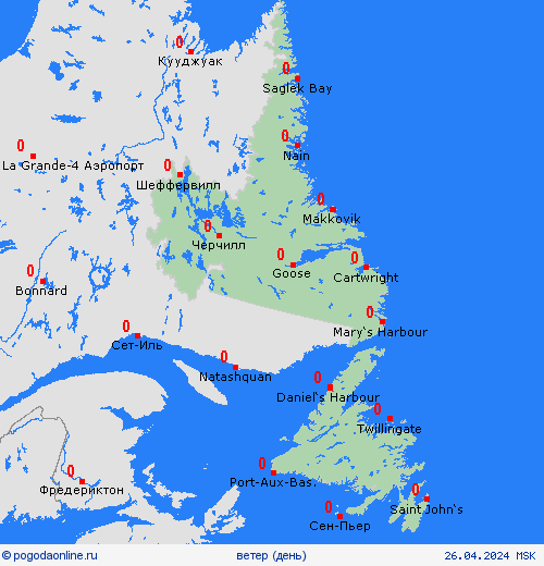 ветер Ньюфаундленд и абрадор Север. Америка пргностические карты