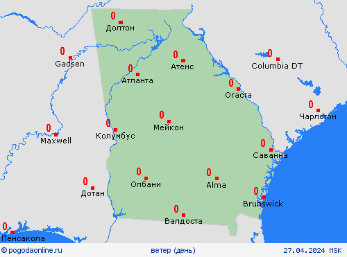 ветер Джорджия Север. Америка пргностические карты
