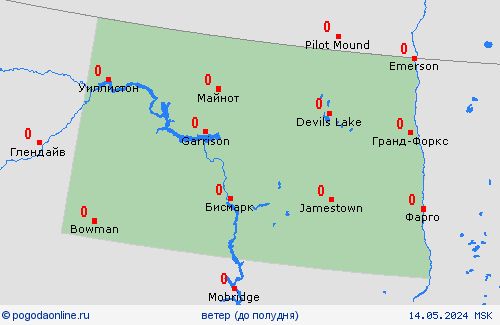 ветер Северная Дакота Север. Америка пргностические карты