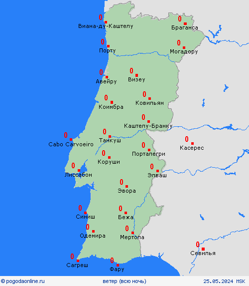 ветер Португалия Европа пргностические карты
