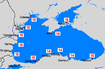 Чёрное море карты температуры воды