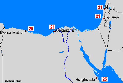 Египет, Израиль карты температуры воды