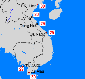 Вьетнам карты температуры воды